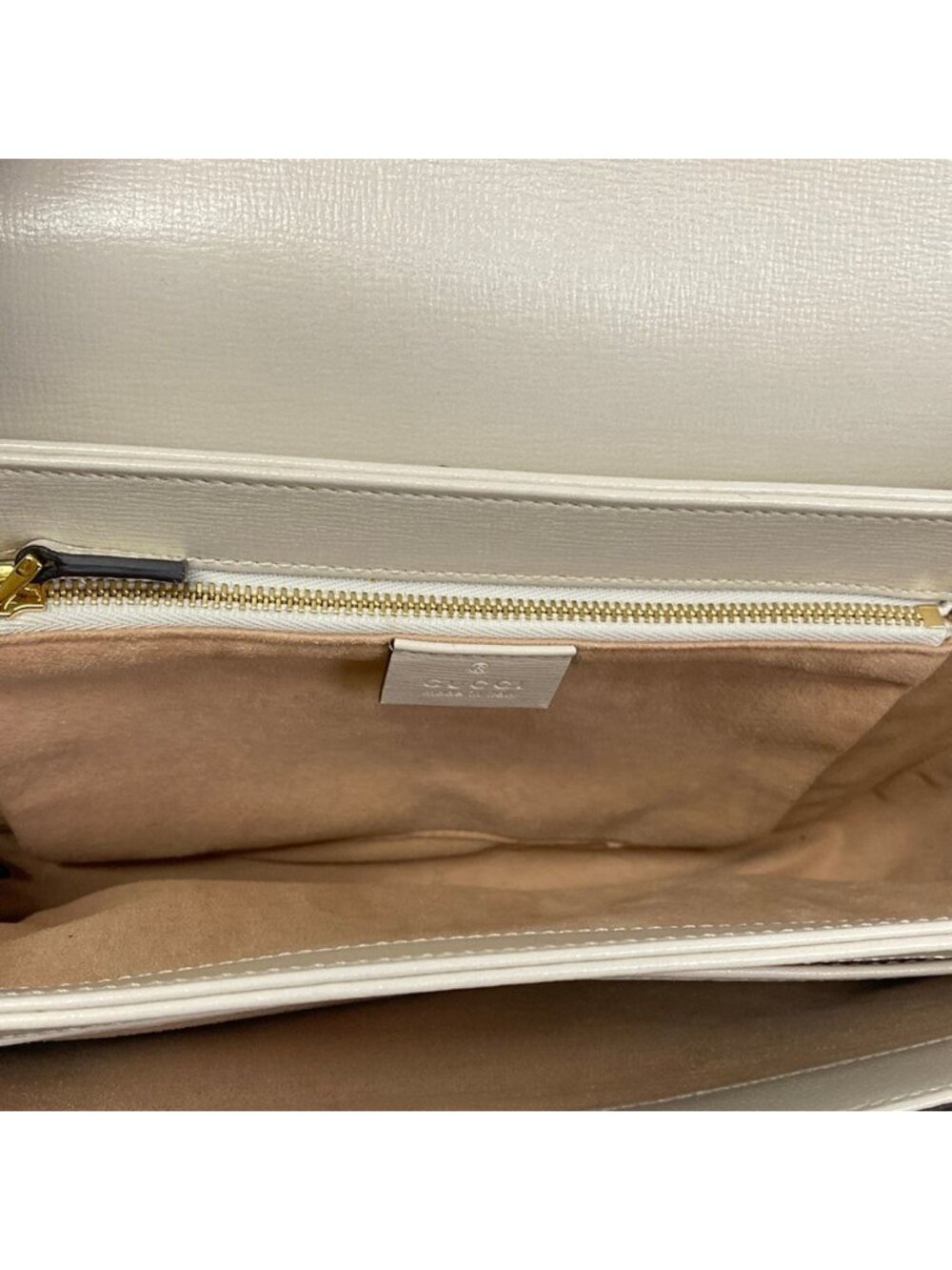 Gucci Shoulder Bag Horsebit Ivory Gold Leather - Picture 7 of 15